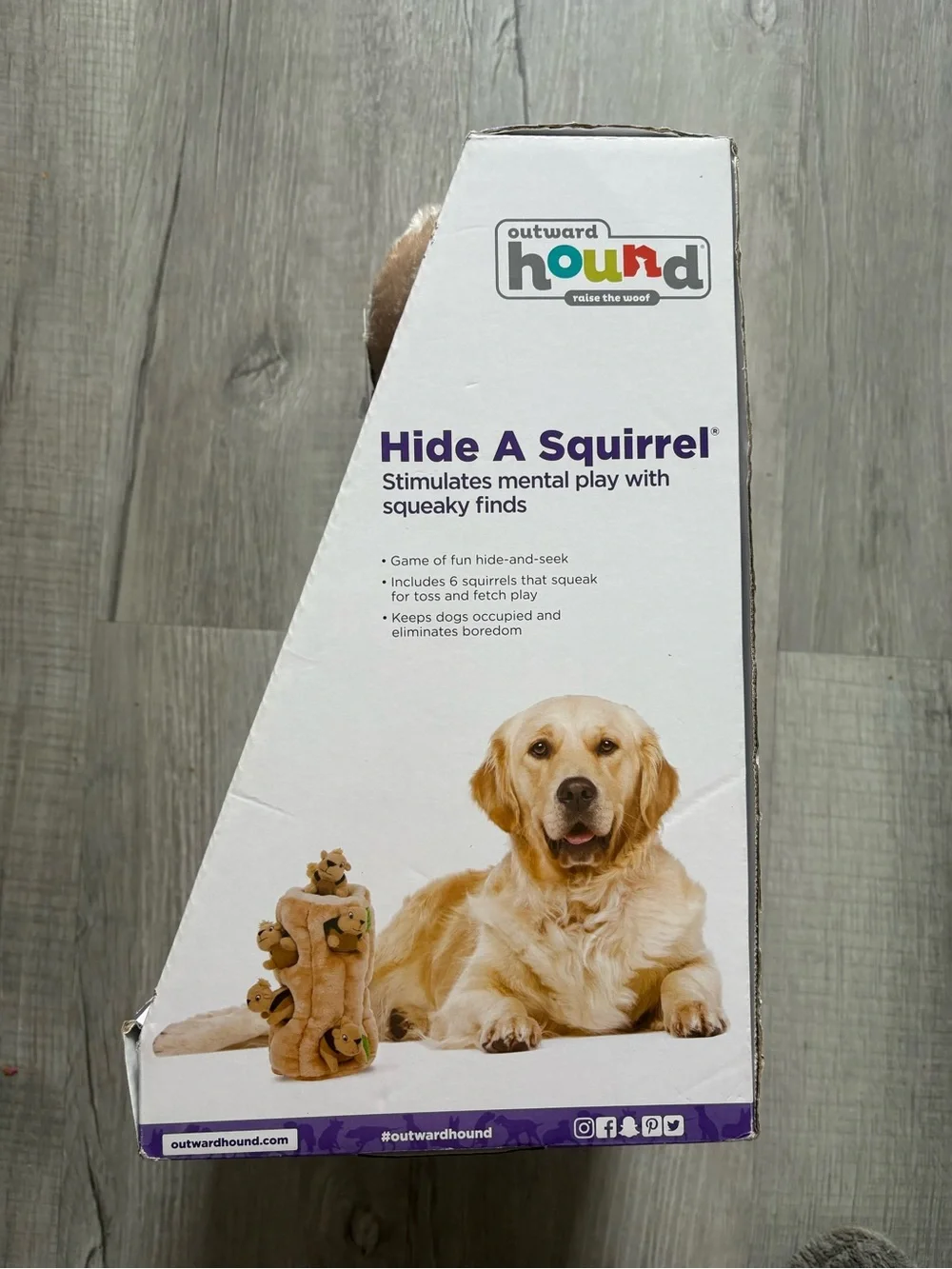 Outward Hound Hide A Squirrel Plush Puzzle Toy - Tan with Green Accents BNWT